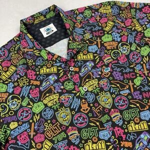 Glory Days Apparel Button Up Shirt Men XL Black Short Sleeve Graphic Charlotte